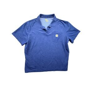 Carhartt Polo Shirt Mens 2XL Original Fit Blue Pocket Logo Workwear